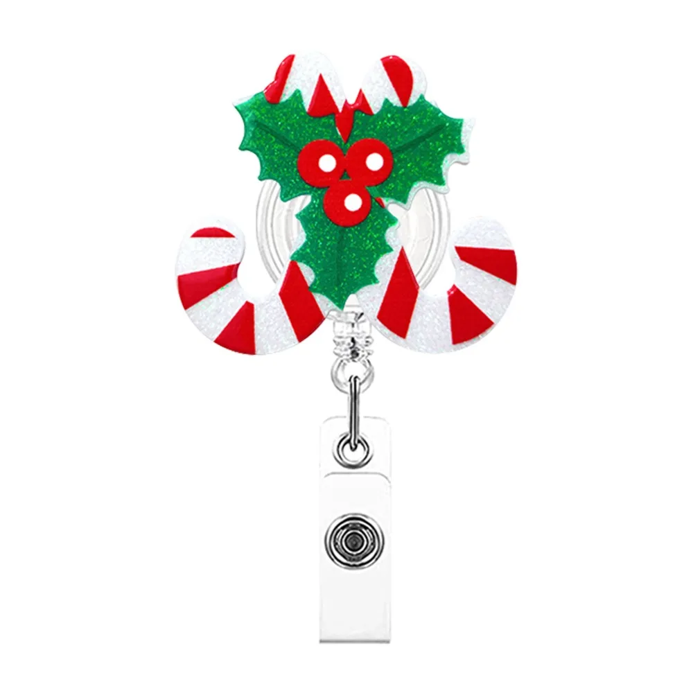 

Acrylic Christmas Badge Reel Snowman Elk Gingerbread Retractable Badge Holder Santa Claus Xmas Decoration ID Card Holder