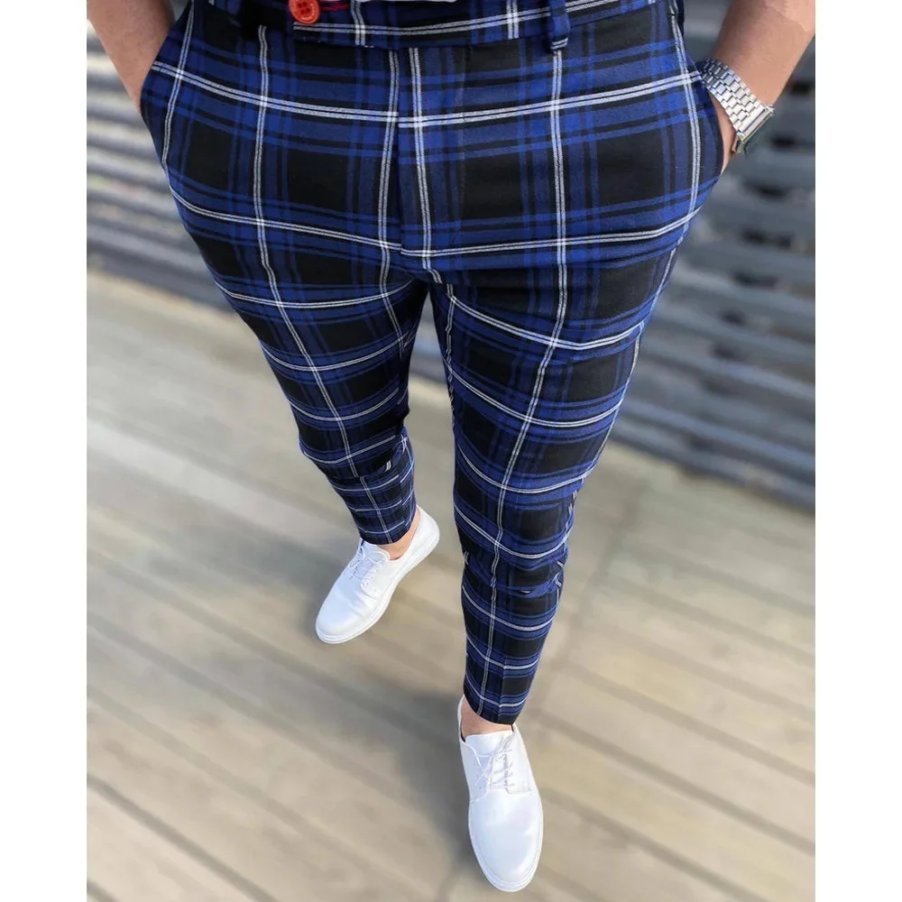 Checkered Color Series Elegant And Popular Men's Wear 2024 New Men's Brand Business Casual Suit Pants Straight Fit Pants MA2