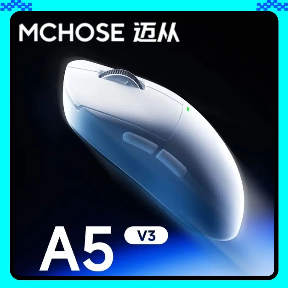 

Беспроводная мышь MCHOSE A5 V3, легкая игровая мышь, двойная скорость опрокидывания 8000 Гц, датчик PAW3395, киберспортивная мышь, TTC, энкодер с золотым колесом