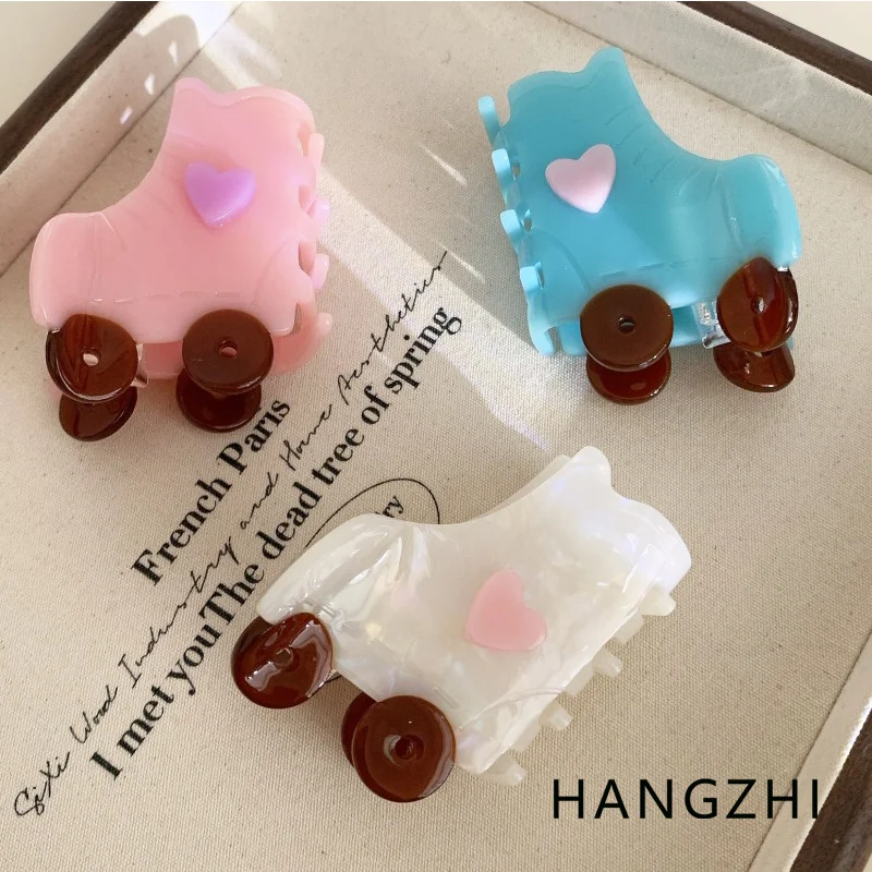 HANGZHI Pink Love Blue Roller Skates Grip Clip Unique Creative Shark Clip INES Fashion Hair Accessories for Women Girls