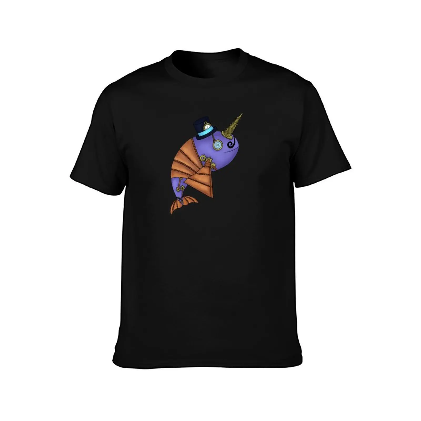 Steampunk Narwhal T-Shirt Casual Basic Street Style T-Shirt