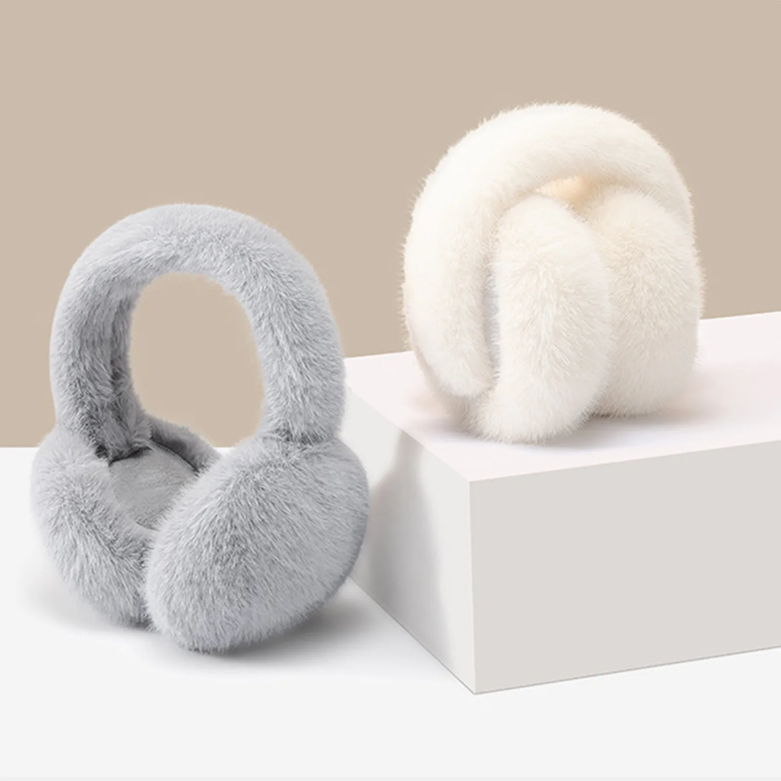 Soft Plush Foldable Ear Warmer Winter Warm Earmuffs Fashion Ear Cover Outdoor Cold Protection Solid Color Ear-Muffs Accessories