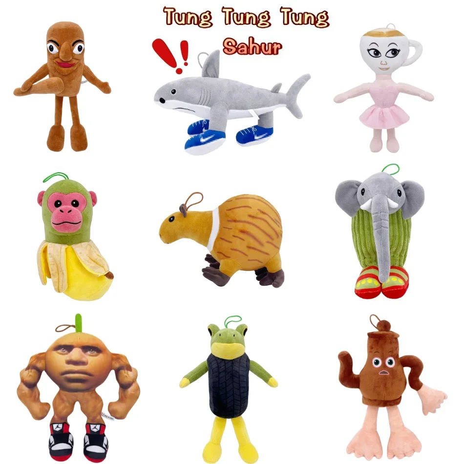 

Забавный Tung Tung Sahur плюшевый милый Tralalero Tralala Tralala Plushie мультфильм мягкий декор комнаты кукла игрушка детский подарок