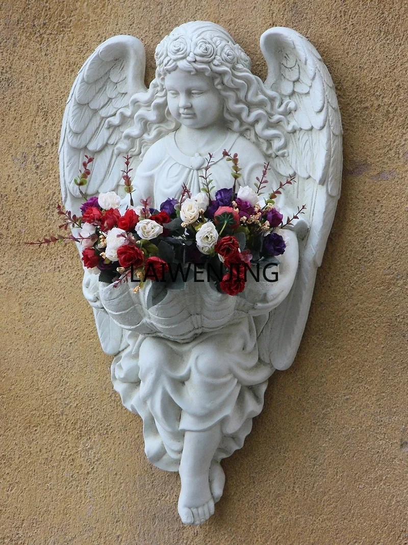 HLZ Wall Hanging Entrance Wall Illustration Angel Flower Basket Hanging Wall Hanging