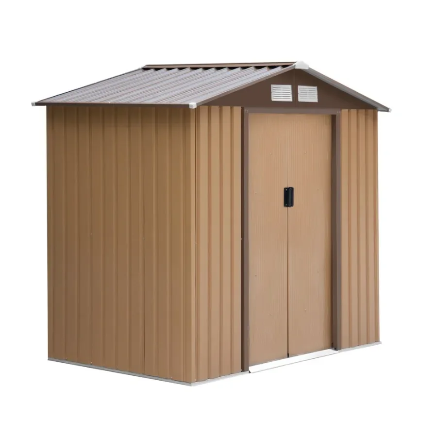 

Outsunny 7' x 4' Outdoor Storage Shed Garden Tool House with Foundation 4 Vents and 2 Easy Sliding Doors for Backyard Patio Gar