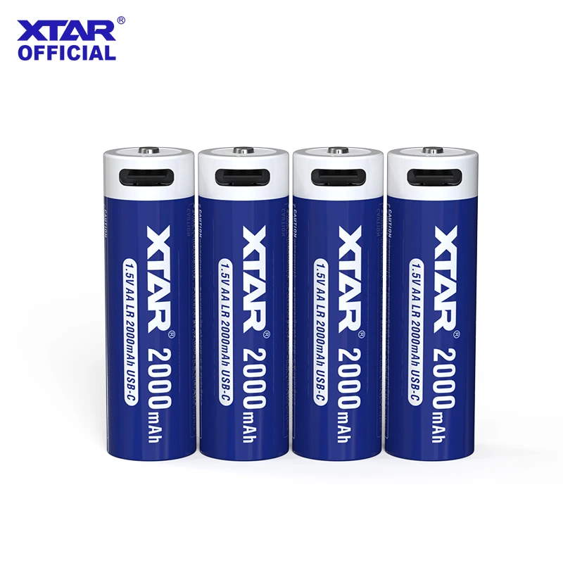 XTAR 1.5V AA LR USB-C 2000mAh Rechargeable Li-ion Battery Fast Charging Type-C Direct Charge Built-in Triple Protection