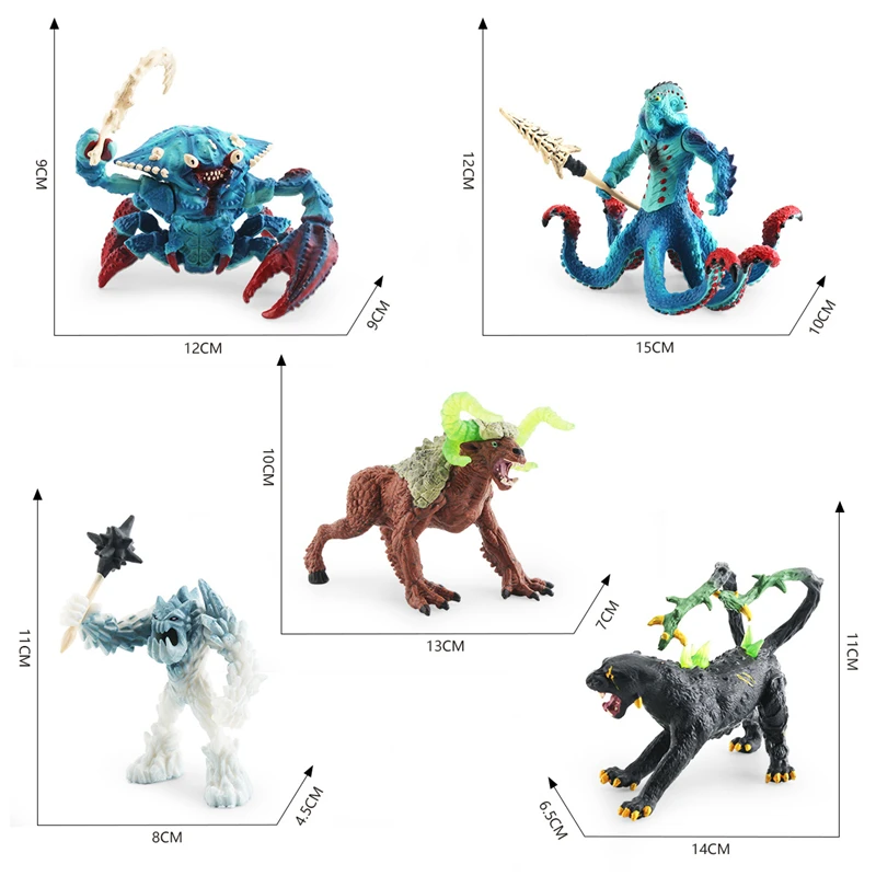 Action Figures Marine Green Crab Monster Digit Octopu Mythology Animal Figurines Ice Troll Warcraft Warrior Plastic Children Toy