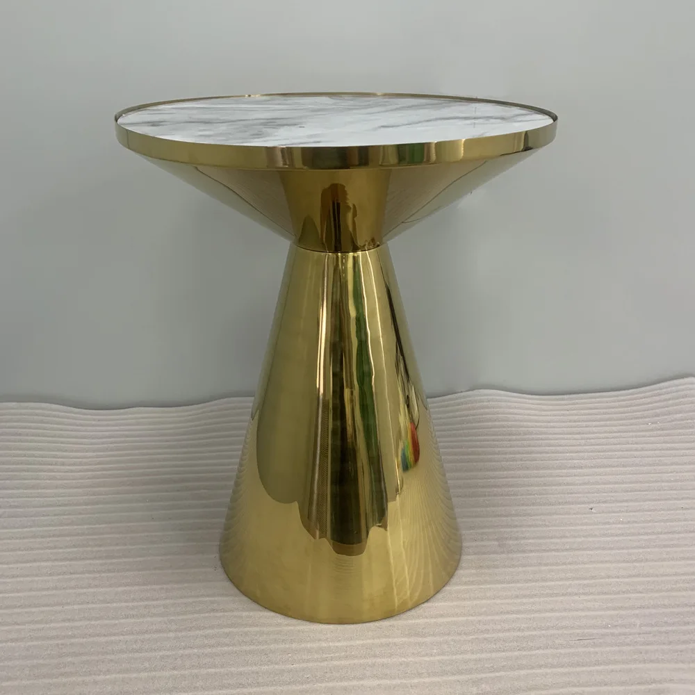 Stainless steel horn-shaped marble coffee table model room sofa coffee table