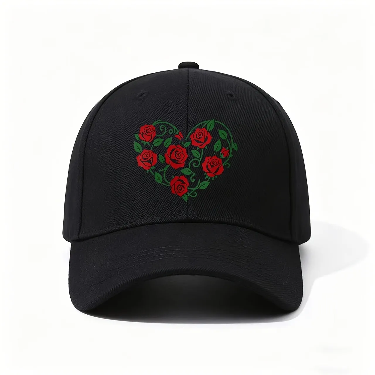 

Heart Rose Vine Baseball Cap Adjustable Cotton Sun Hat Floral Graphic Casual Sports Cap