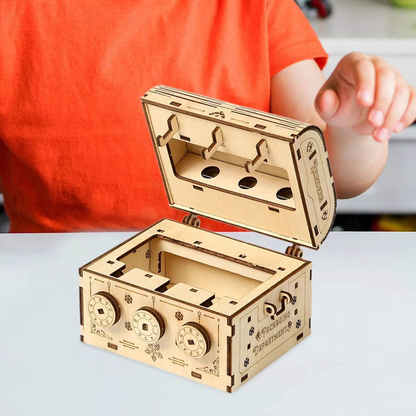 

3D Wooden Puzzle Password Box (72Pieces) DIY Mechanical Treasure Box Wooden 3D Model Kits for Gift