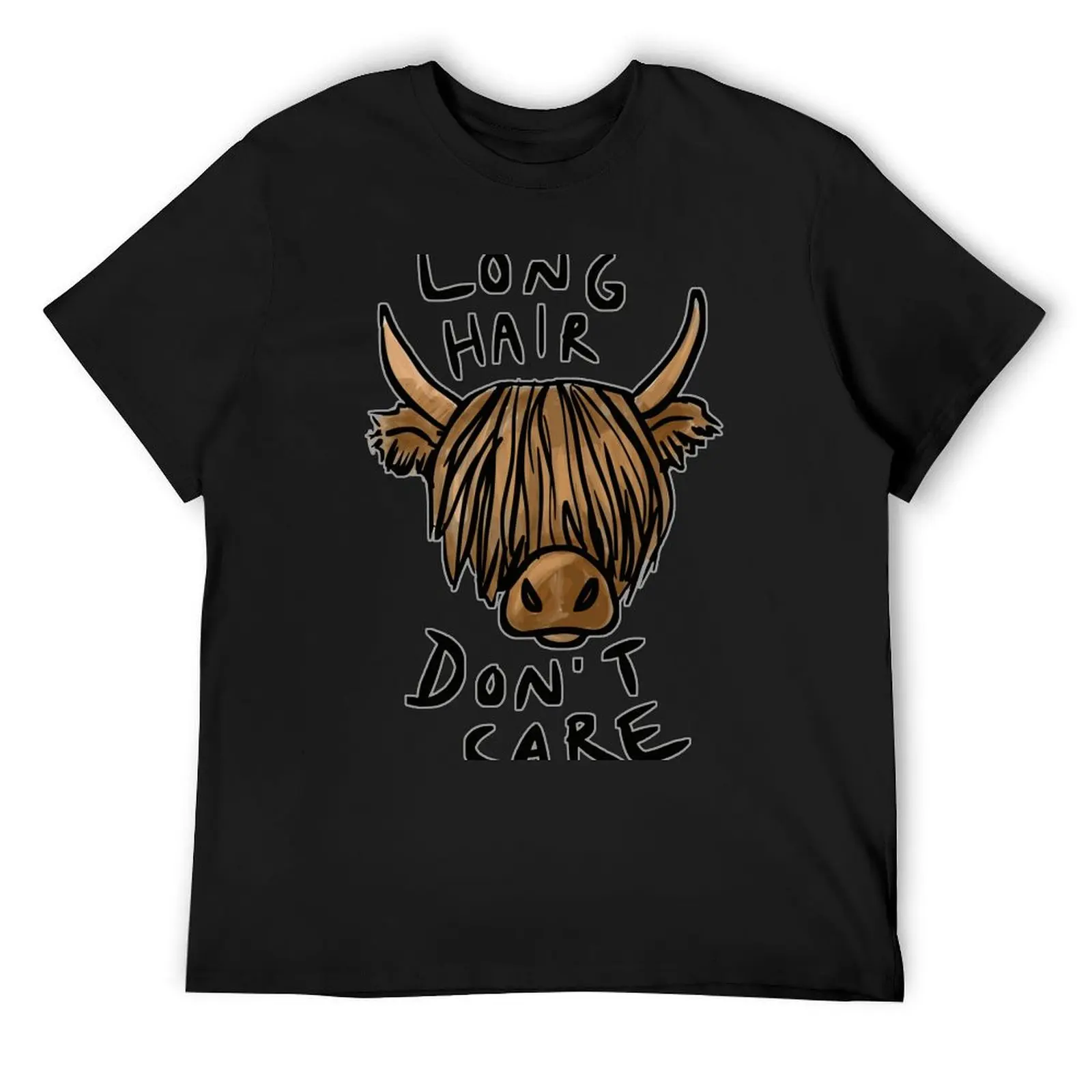 

Long Hair Don't Care - the Highland Cow T-Shirt funny costumes custom t shirt oversized t shirts for men graphic
