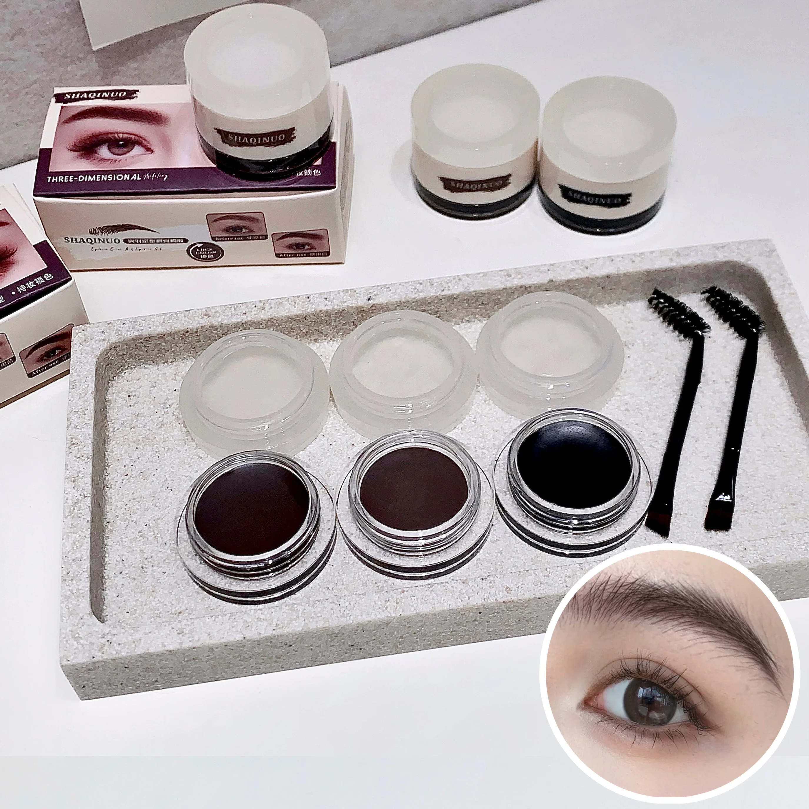 2-w-1 Pomada i żel do brwi Naturalny, długotrwały, łatwy w aplikacji, wodoodporny krem do brwi dla trójwymiarowych brwi