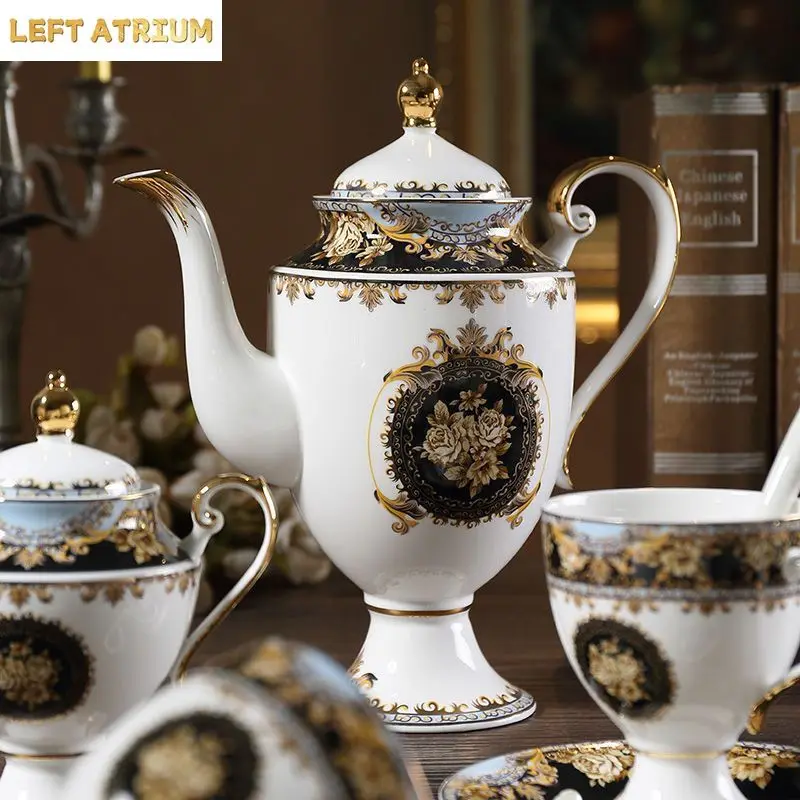 Nordic Palace Style Bone China Coffee Cup and Saucer Set Retro Phnom Penh Home Afternoon Tea Set Milk Jug Sugar Bowl Ceramic Cup