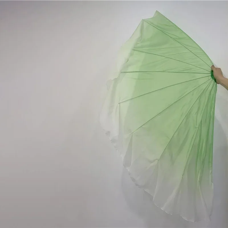 1PC Soft Chiffon Big Fan Veil Opening Dance Props Fishbone Foldable Handle Dancing Fan Chinese Folk Worship 85cm 95cm Customized