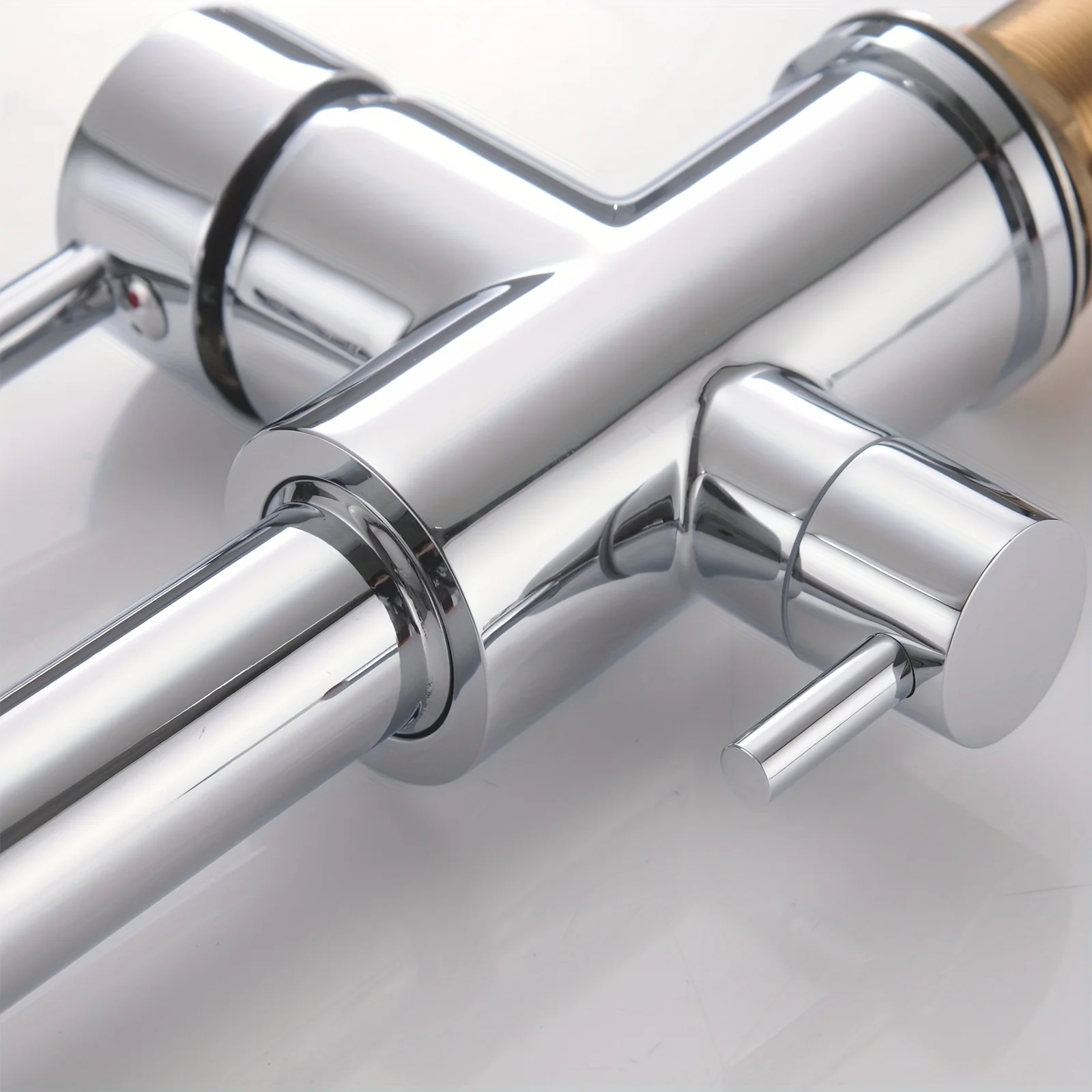 Grifo de cocina cromado، caño Giratorio doble، filtro purificador de agua potable، fregadero de latón، grifo mezclador 3 en 1