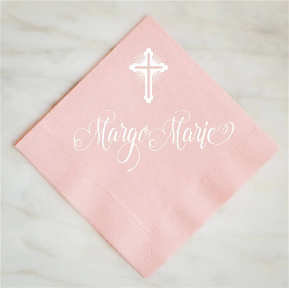 

50PCS Personalized Baby Baptism Napkins - Christening Napkins, Custom Napkins, Foil Printed Napkins, Party Cocktail Napkins