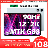 【New】Teclast T60 Plus Mtk Helio G88 Cpu 12 Inches Android 14 Tablet 2K 2000X1200 90Hz Widevine L1 (6Gb Ram+10Gb Expansion)16Gb Ram 128Gb Rom Tf up to 1Tb 8000Mah Battery 4g Lte Dual Sim 13Mp+8Mp