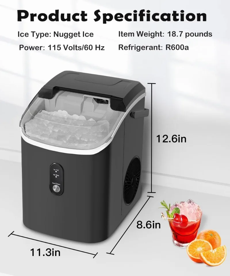 COWSAR-Fabricante portátil do gelo do seixo, bancada mastigável, Crocante Pellet Ice Cubes Machine, máquina auto-limpeza, 34Lbs por dia