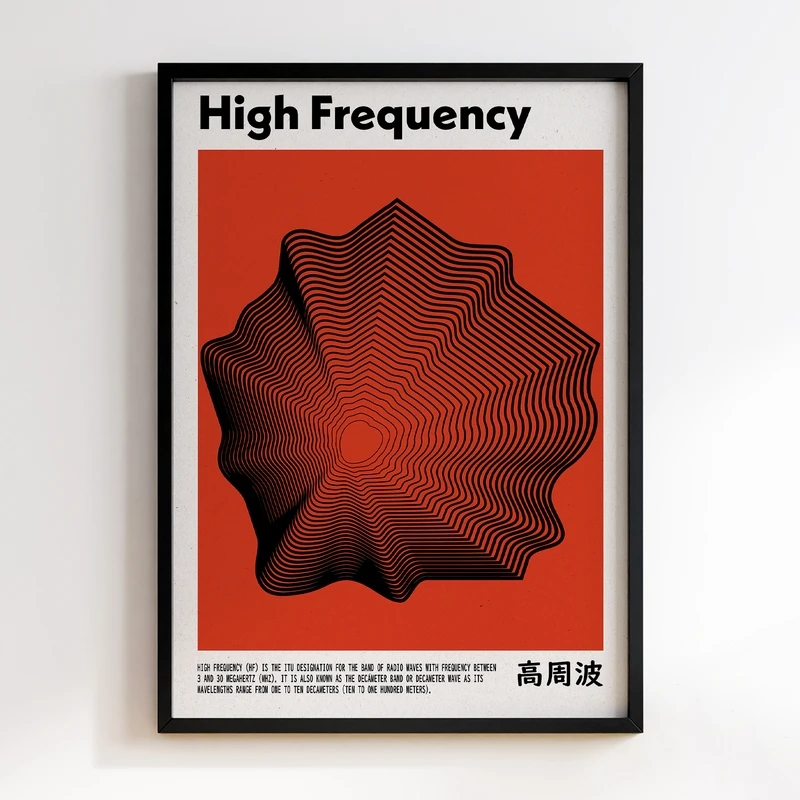 Abstract Red Geometric Shapes Lines Trendy Wall Art High Frequency Quotes Pictures Home Living Room Decor No Frame
