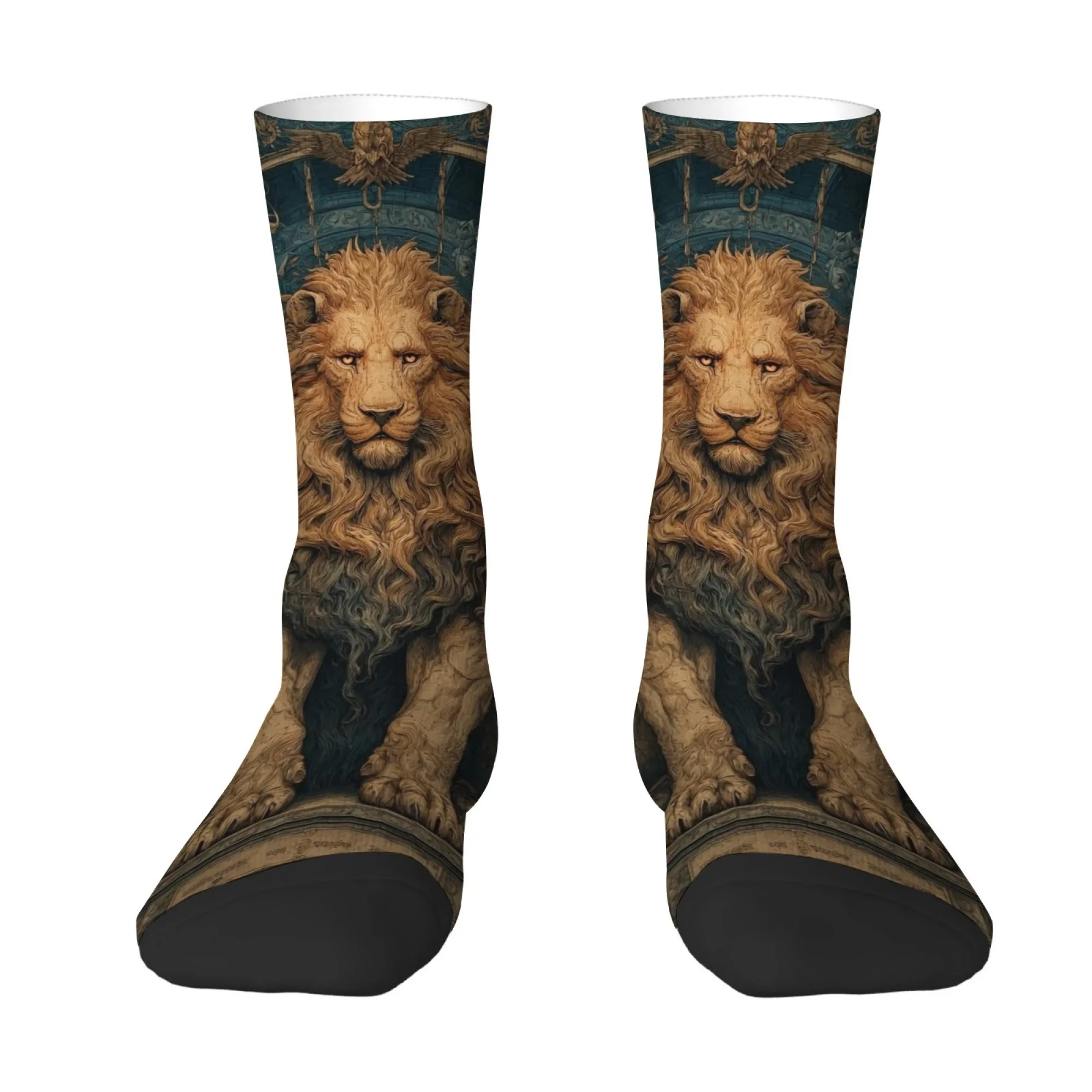 Classic Lion Retro Fashion Men's Socks Novelty Fun Compression Socks Comfortable Breathable Outdoor Casual Sports Non-Slip Socks