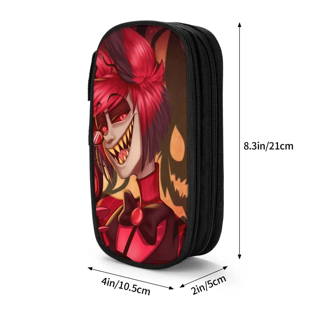 كارتون Hazbins Hotels Alastors مقلمة حامل قلم حقائب بنات بنين تخزين كبير اللوازم المدرسية سستة pencelcases