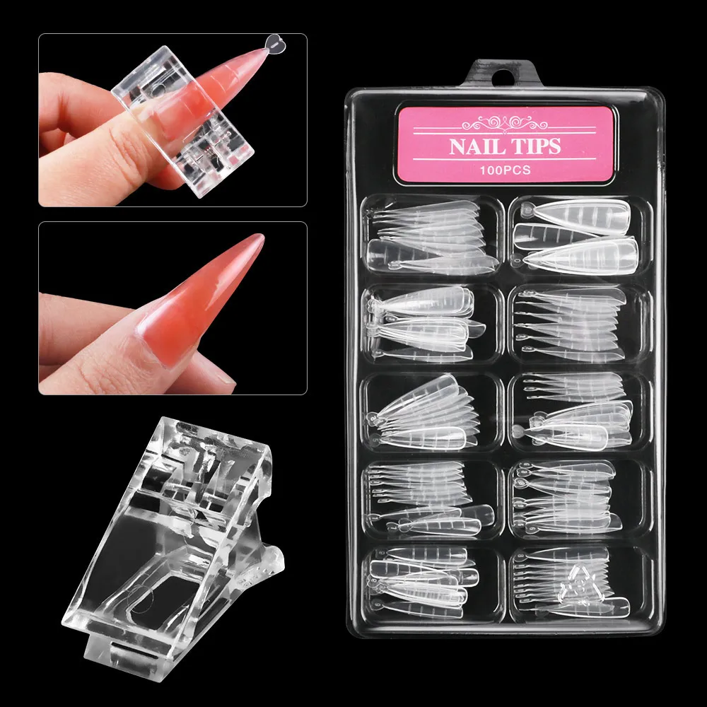 Capa para UV Gel Extensões das unhas com Clip, unhas postiças, Dual Forms, DIY Decoração Nail, Nail Art, Dicas do molde, Manicure Ferramentas