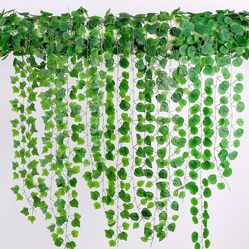 6pcs Artificial Ivy Leaf Plants Garland Greenery Hanging Plant Vines for Wedding Wall Party Home Room Kitchen Garden Decoration