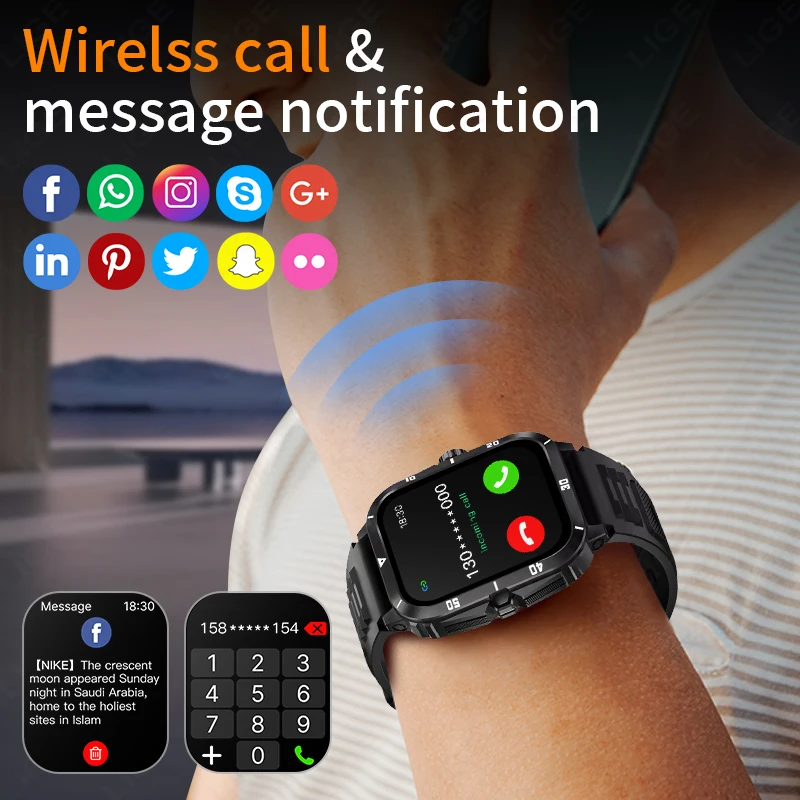 2.01 Screen Smart Watch Bluetooth Call Health Monitor Sports Fitness Waterproof Voice Assistant Men Smartwatch For Android IOS