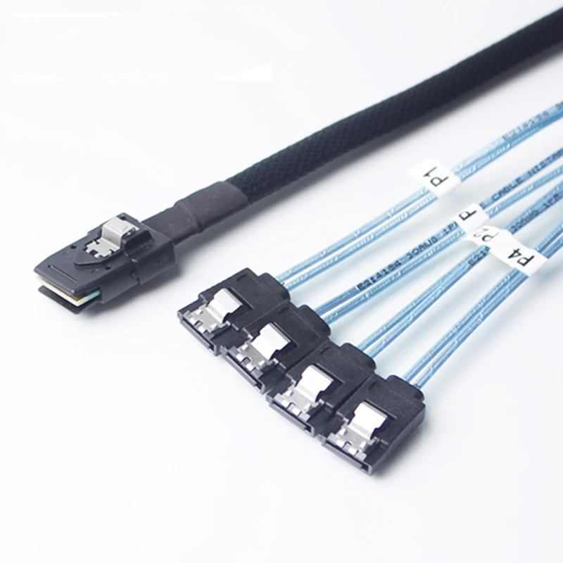 Lingable Internal Mini SAS 36Pin SFF-8087 Male Host Right Angle 90 degree to 4 SATA 7pin Hard Disk Fanout 6Gbps Data Server Raid