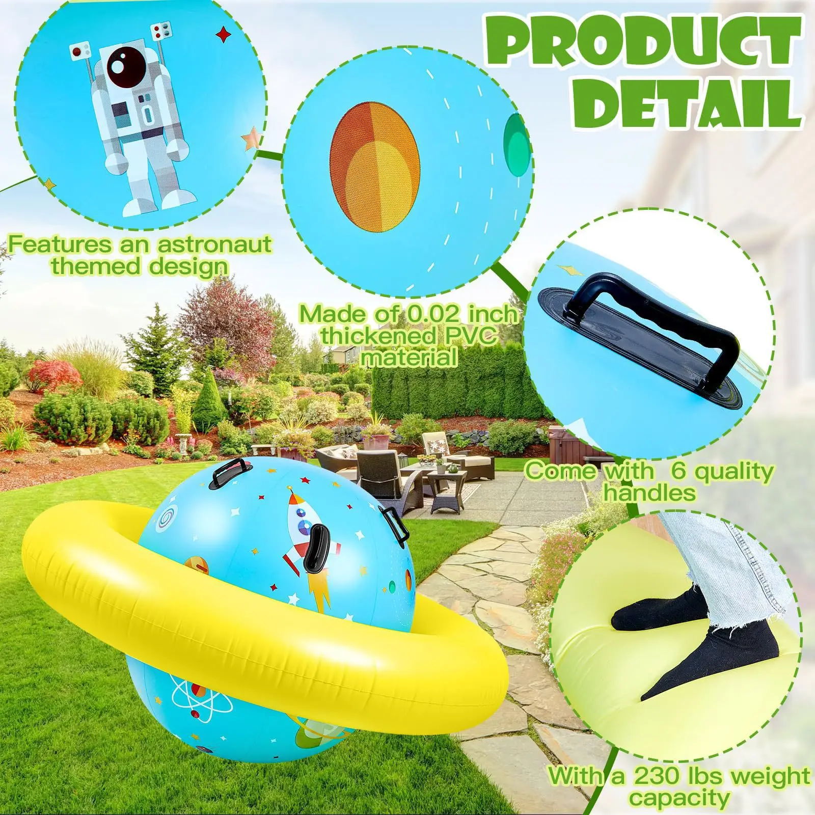 Factory Supply Children's Inflatable Outdoor Trampoline Rocking Chair Inflatable Planet Grass Multi-player Shaker Roller Swing