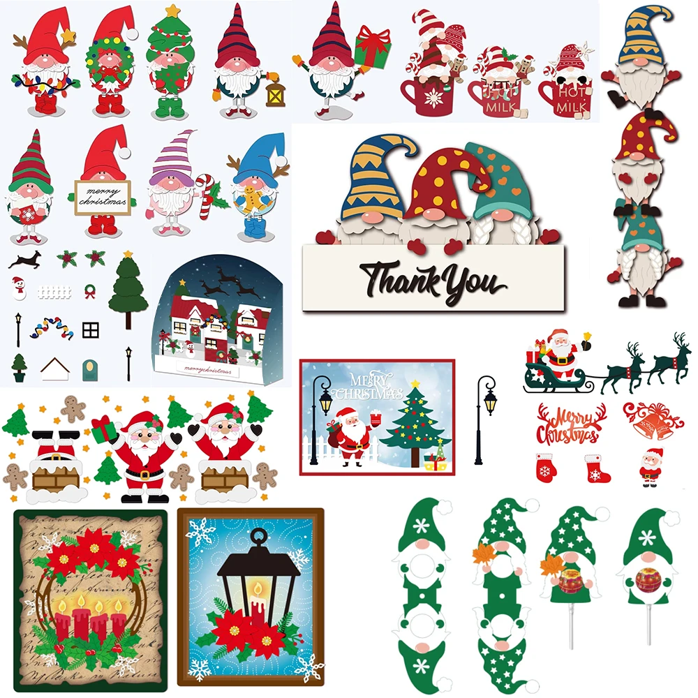 2Set 22Pcs Santa Claus Cutting Dies for DIY Scrapbooking Metal Christmas Chimney Die Cuts Embossing Stencils Template for Card