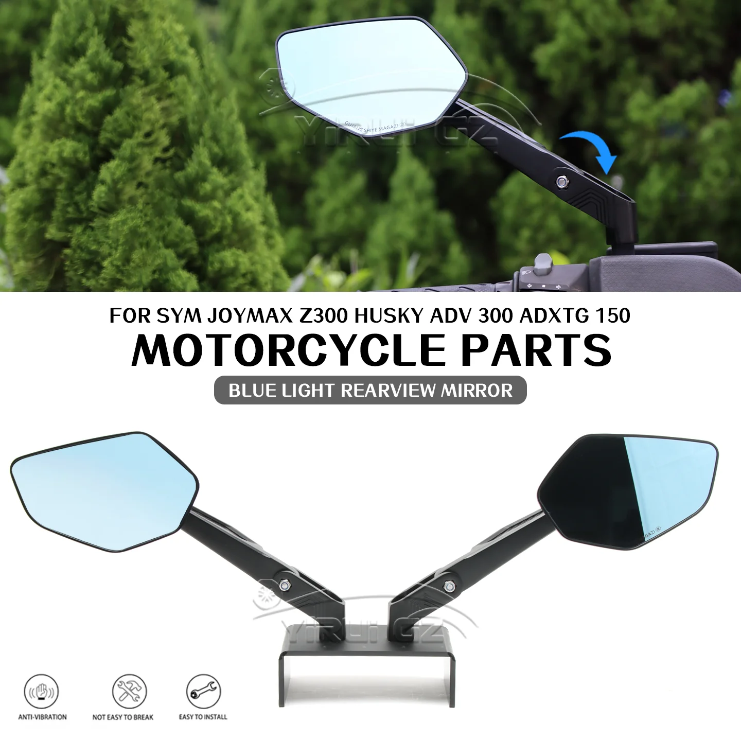 

Motorcycle rearview mirror Foldable mirrors rod anti-glare mirror Rearview Side Mirror FOR SYM Joymax z300 Husky ADV300 adxtg150