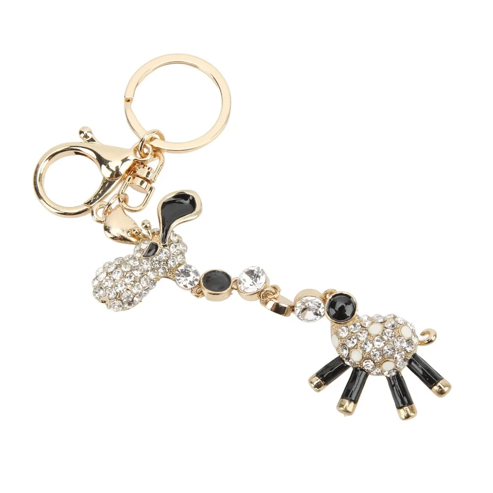 1pcs Sparkly Zinc Alloy Giraffe Keychain Metallic Luster Shiny Rhinestones Animal Keychain Rhinestone Keyring Accessory