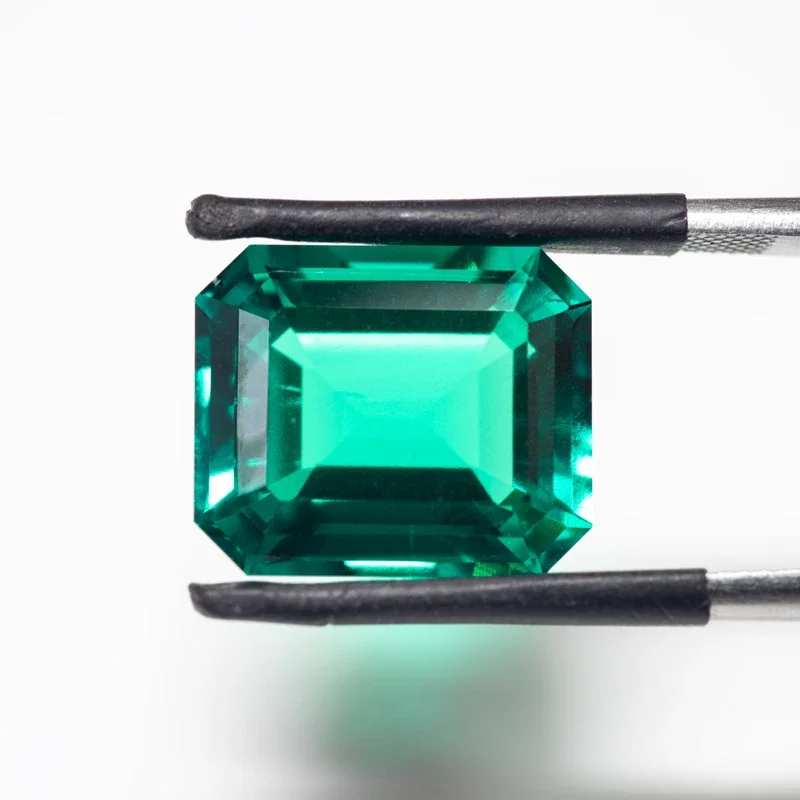 Lab Grown Columbia Emeralds Size 10x12mm Hydrothermal Hand Emerald Cut With Cracks Inclusions Inside Selectable AGL Certificate