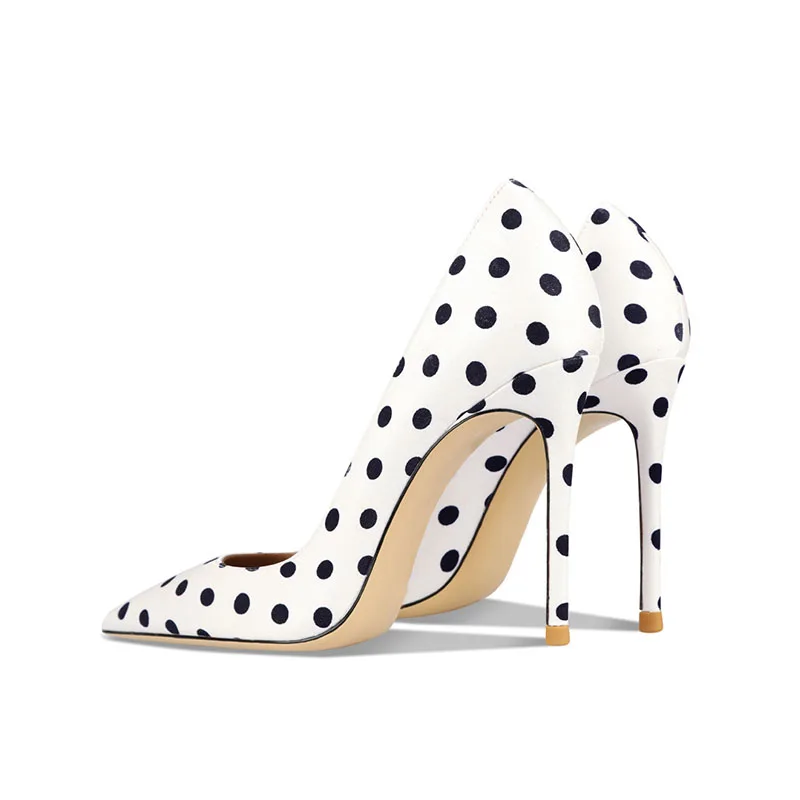 Arden Furtado ฤดูร้อน Polka dot Thin heel Office lady ปั๊มชี้ toe ตื้นผสมสีรองเท้าส้นสูงเซ็กซี่รองเท้าเดี่ยว