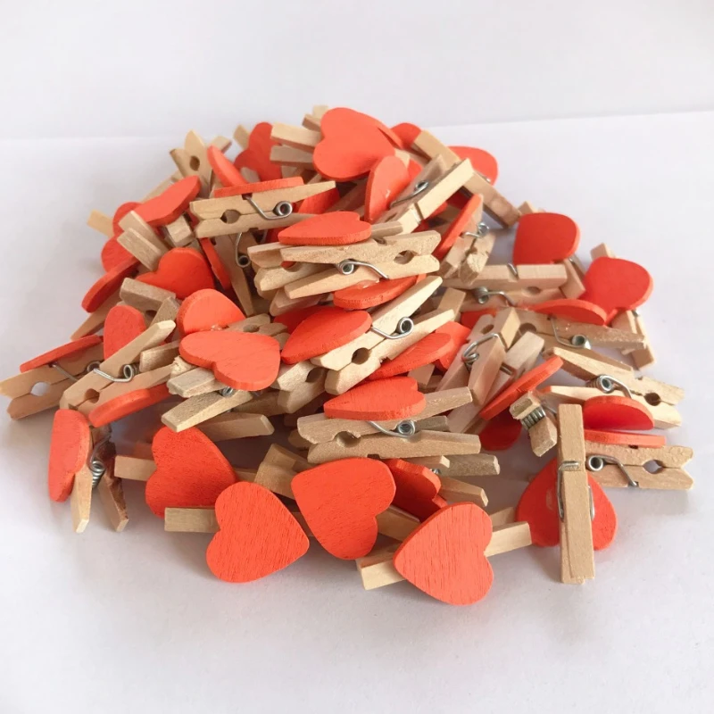 10Pcs/Set Wooden Clips Love Heart Pegs Clothespin DIY Cute Wedding Decoration Postcard Clips Clothespin Home Decor