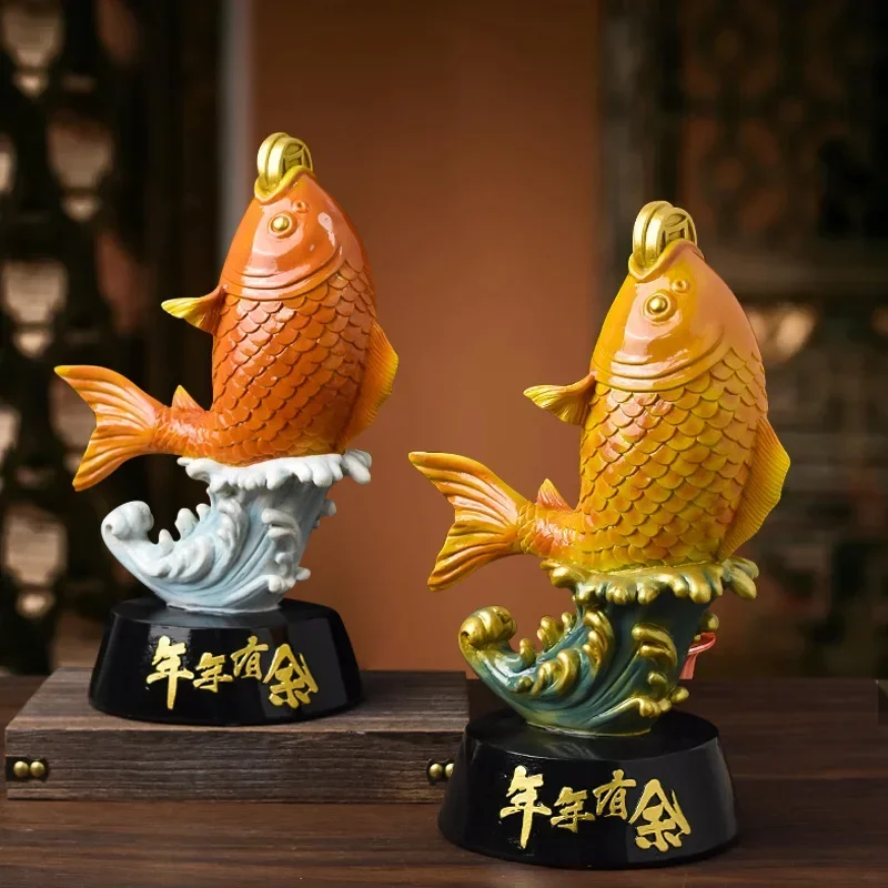 

National tide creative koi fortune blessing every year surplus resin ornaments, high-end home wine cabinets, office decorations