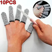 10pcs Cut Resistant Finger Cots Protector  5-level High Performance Anti Cutting  fiber Finger Gloves in Kitchen Outdoor Work