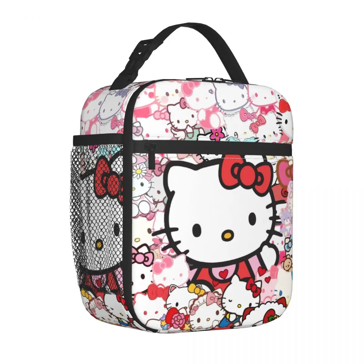 Custom Cute Cat Hello Kitty Resuable Lunch Boxes for Women Multifunction Thermal Cooler Food Insulated Lunch Bag Office Work