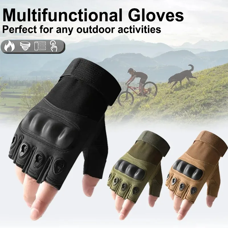 Guantes tácticos de entrenamiento para hombre y mujer, accesorios sin dedos para carreras, pesca, ciclismo, Mtb, motociclista, tiro, gimnasio, Montañismo