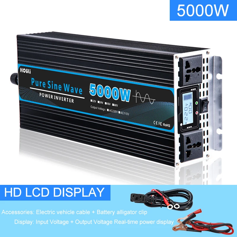 Pure Sine Wave Inverter Convertisseurs 5000w Sinus Pure Inversor De Corriente DC 12v 24V 36V To AC 220v For Car