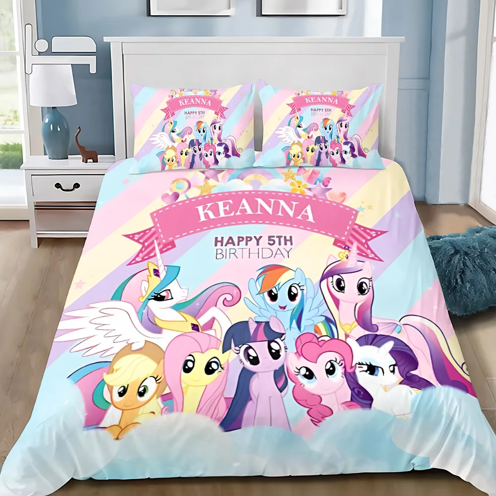 Duvet Cover Pillowcase Bedding Set Lovely My Little Ponys Adult Boy Girl Bedroom Decoration Children Single Double Large Size