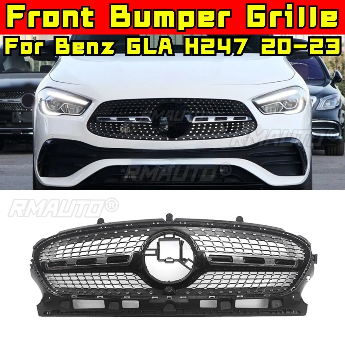 

Car Bumper Grill Decorative Strips Racing Grille Body Kit OE Style Front Bumper Grill For Mercedes Benz GLA H247 Sport 2020-2023