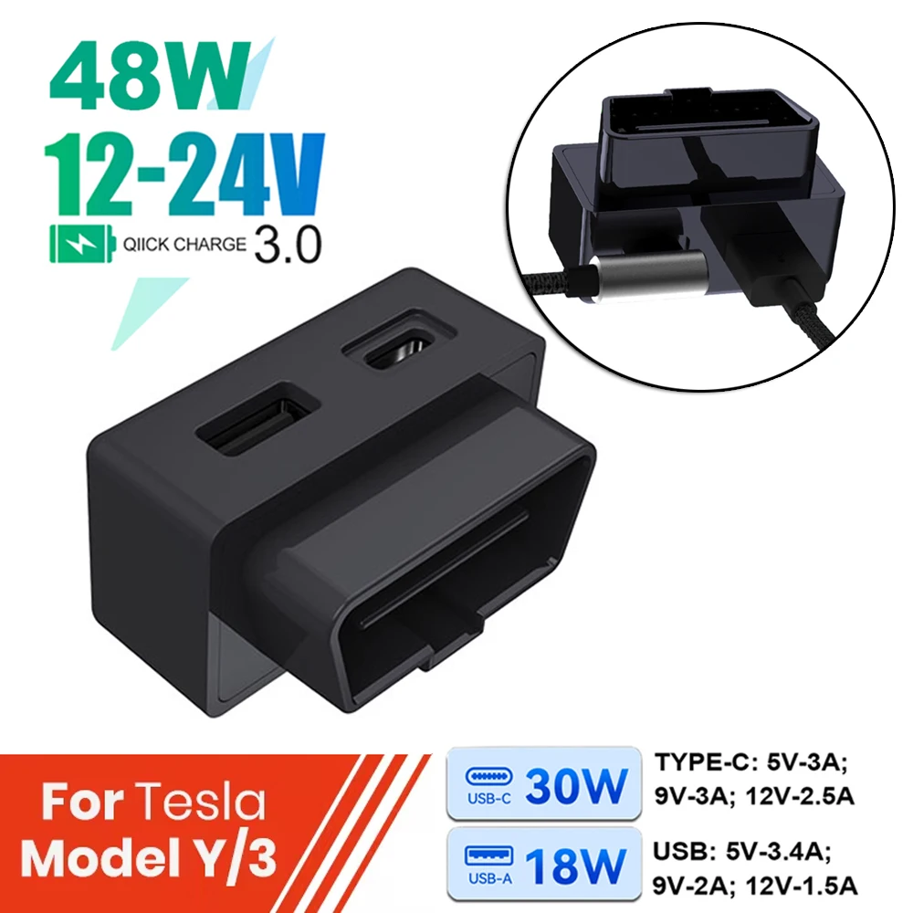 Plugue obd para tesla modelo 3 modelo y x s obd adaptador de carregamento para carro tesla model3 modely obd2 divisor carregador adaptadores