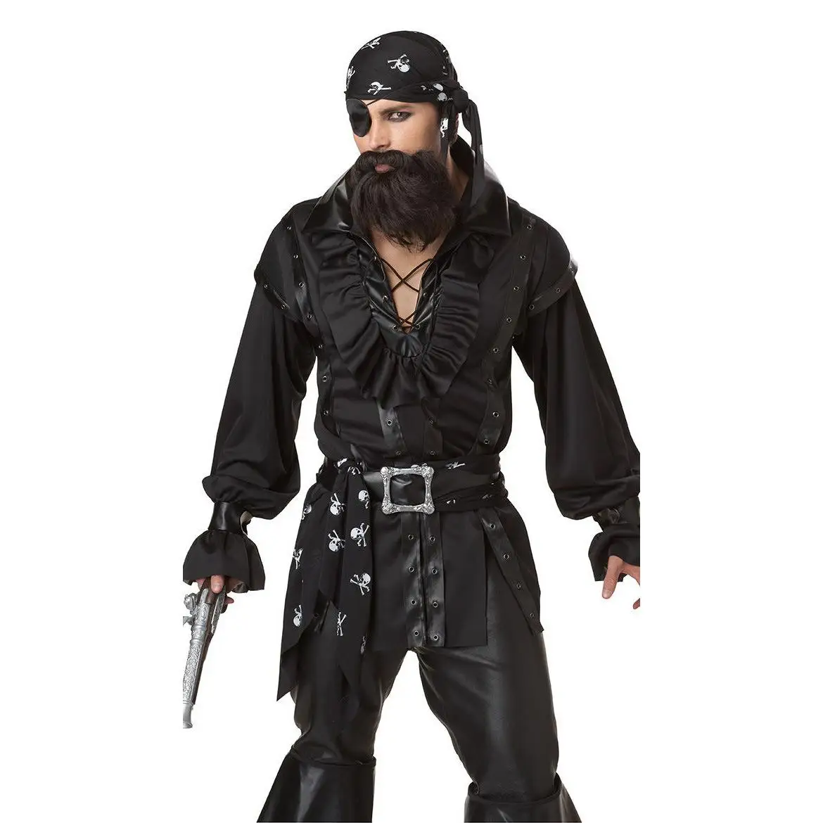 Couple's Pirate Costume Set Stage Performance Role-plang Robbin Hood One-eyed Captain Men's loween Outfit Traditional Ch...