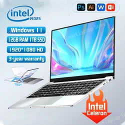 2025 Laptop Computer Windows 11 Notebook 14.1 Inch Intel Celeron J4025 12GB 512GB 1920*1080 Resolution Office Study PC computer