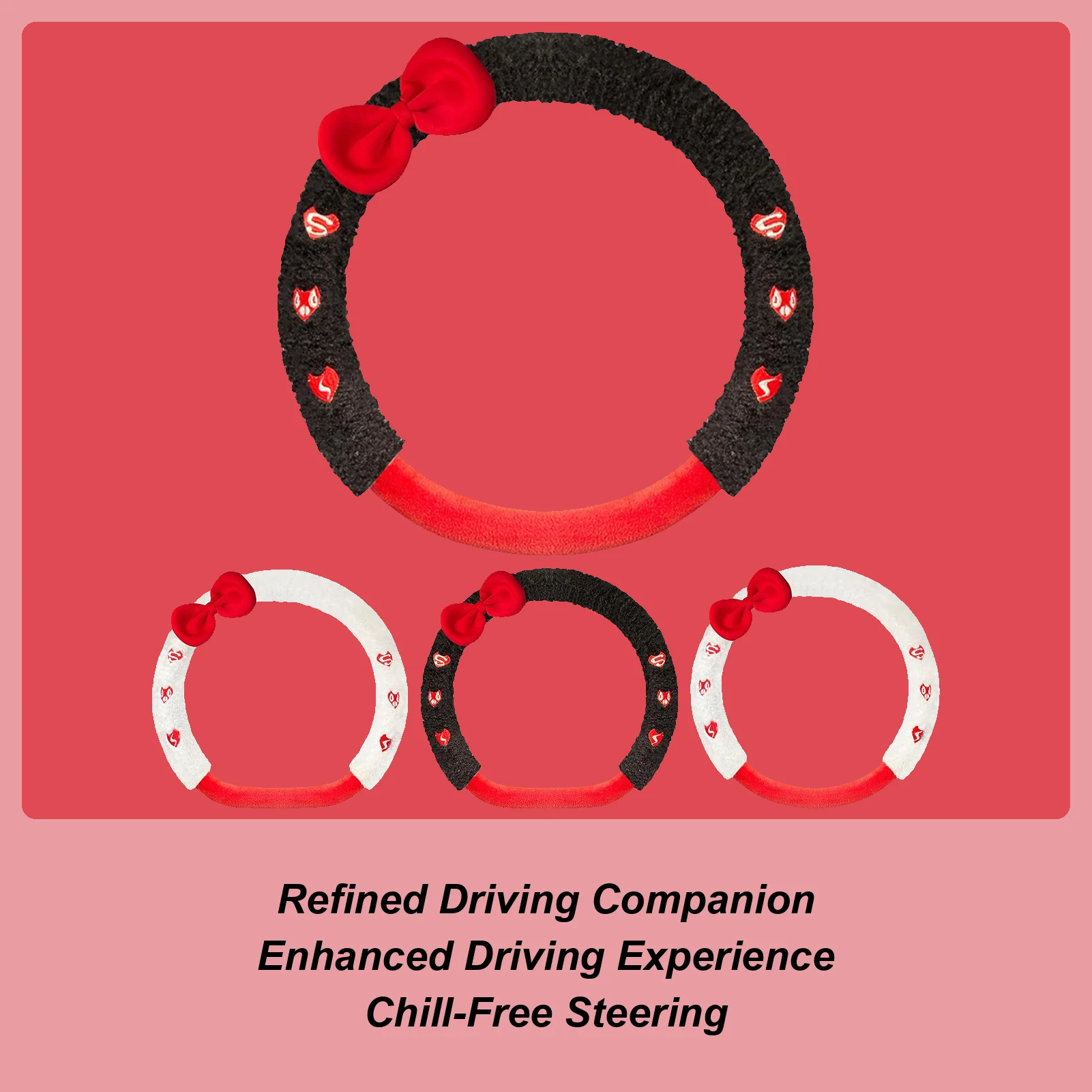 38cm Plush Fleece Winter Soft Steering Wheel Cover Anti Slip Heat Insulation Winter Car Accessories for Trucks Sedan SUV Van