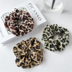 Vintage Leopard Print Scrunchie Headwear for Women 2024 Autumn Winter Korean Ponytail Hair Ties Hair Accessories Wholesale