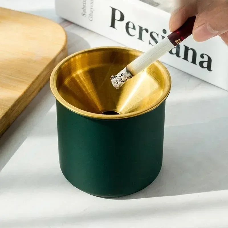 Smokeless Ashtray Creative Household Car Ashtray Anti-fly Ash Anti-drop-proof Net Coffee Bar with Cover Ash Funnel
