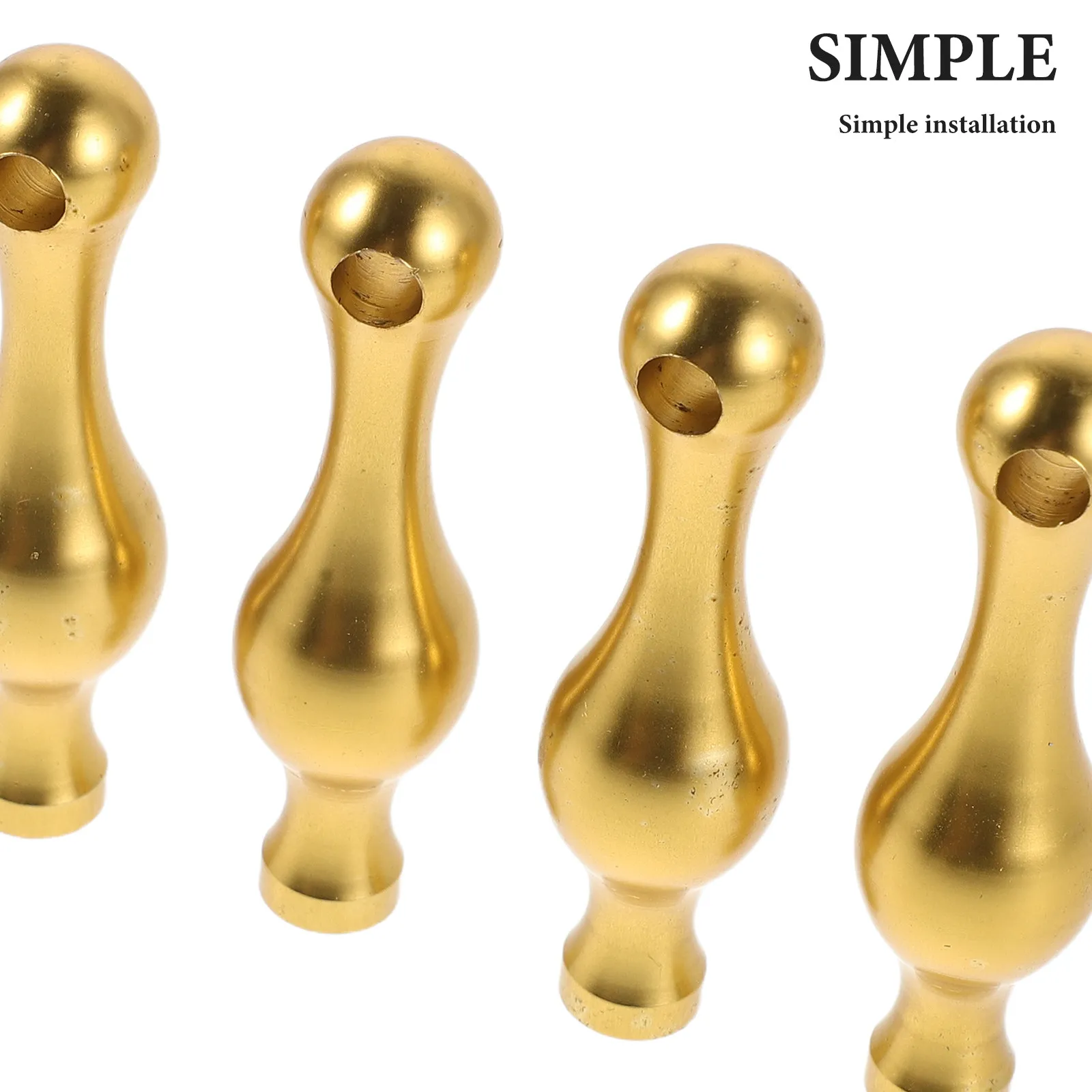 4Pcs Gold Furniture Post End Caps Metal Decorative Cabinet Railing Connectors Glass Shelf Spindles Serving Cart Hardware